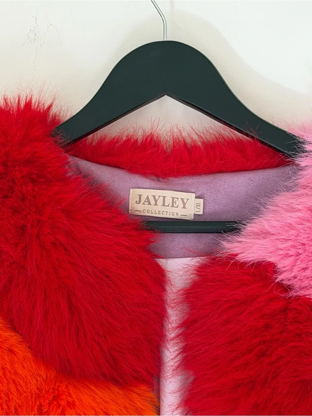 Rainbow Striped Faux Fur Coat - Multicolor